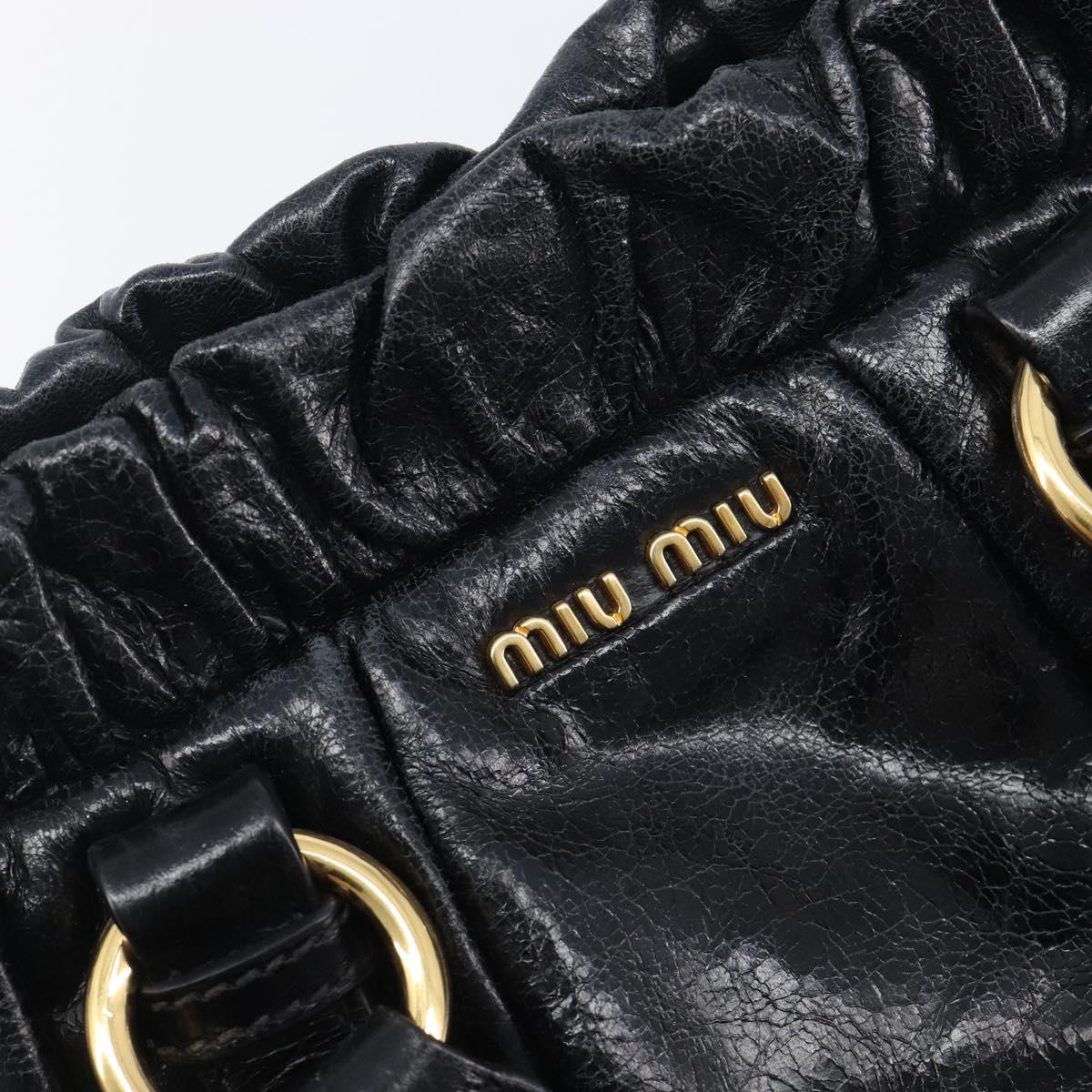 Miu Miu Tote Bag Vitellolux 2way Black Gold Auth 209486M