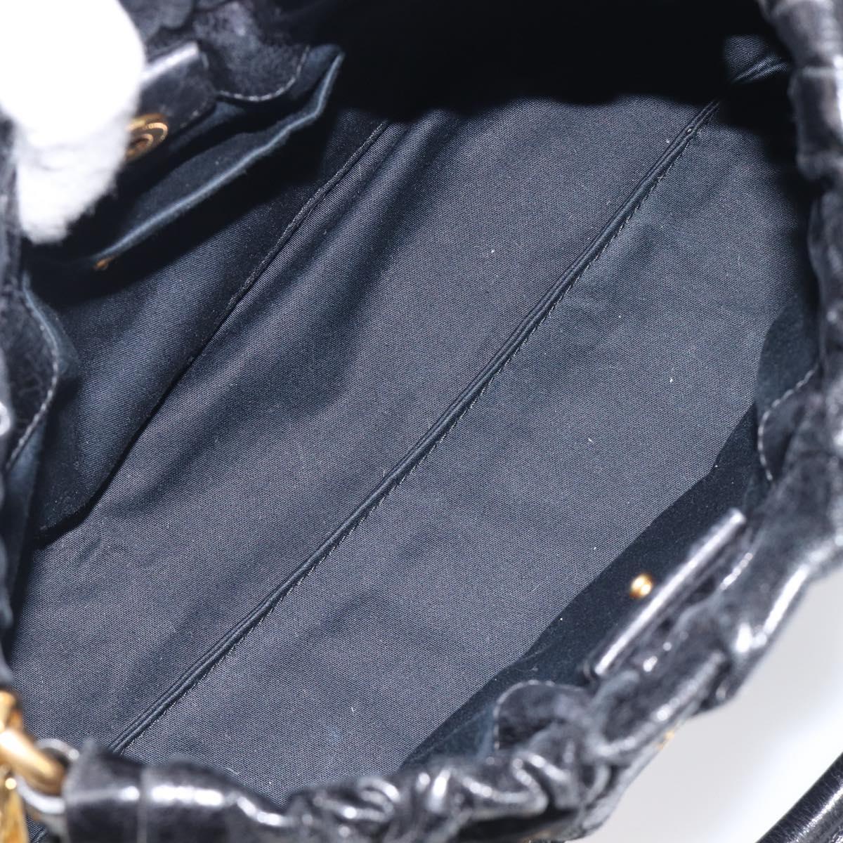 Miu Miu Tote Bag Vitellolux 2way Black Gold Auth 209486M