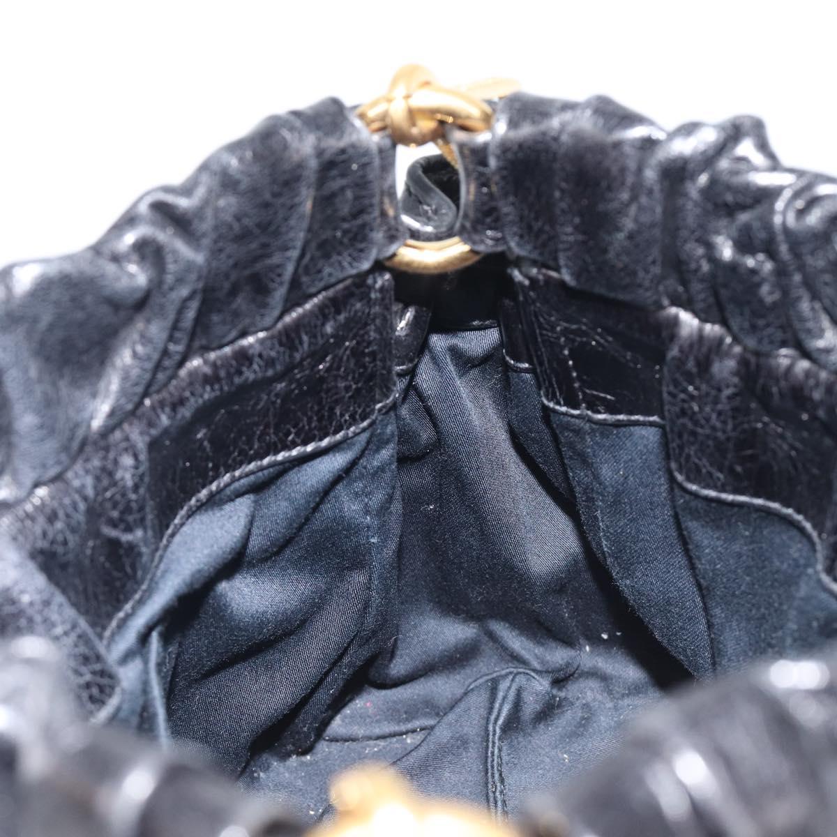 Miu Miu Tote Bag Vitellolux 2way Black Gold Auth 209486M