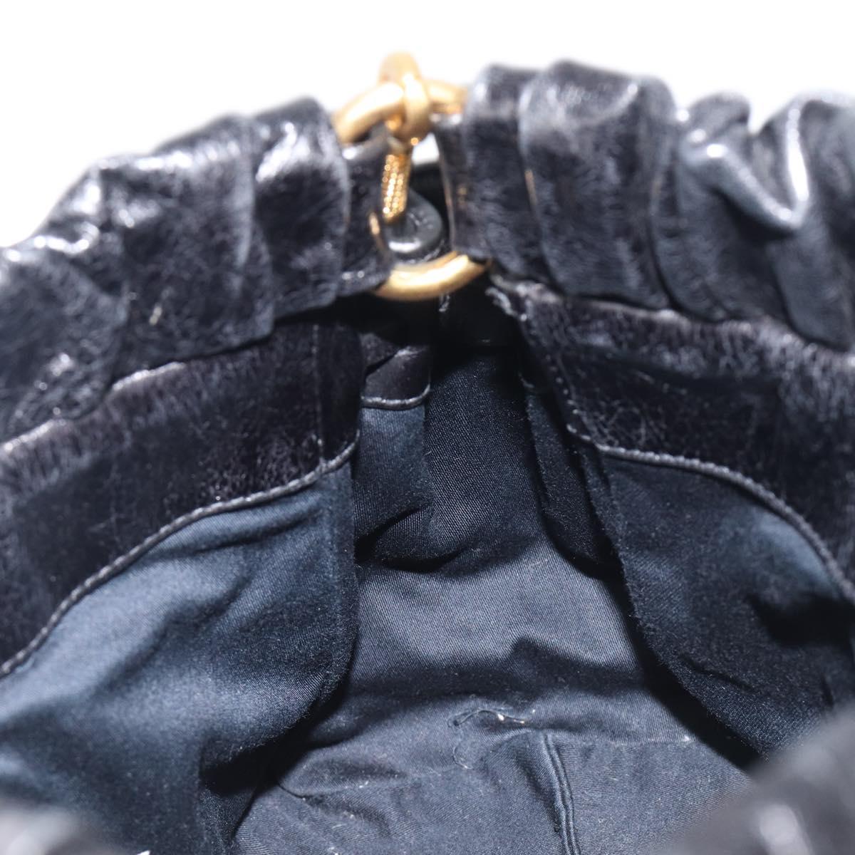 Miu Miu Tote Bag Vitellolux 2way Black Gold Auth 209486M
