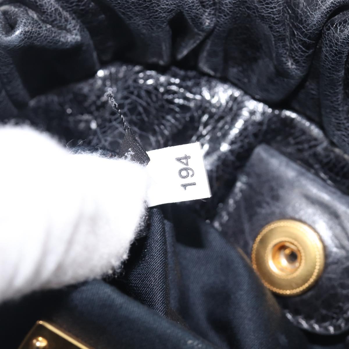 Miu Miu Tote Bag Vitellolux 2way Black Gold Auth 209486M