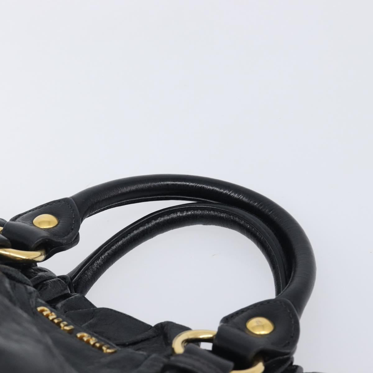Miu Miu Tote Bag Vitellolux 2way Black Gold Auth 209486M