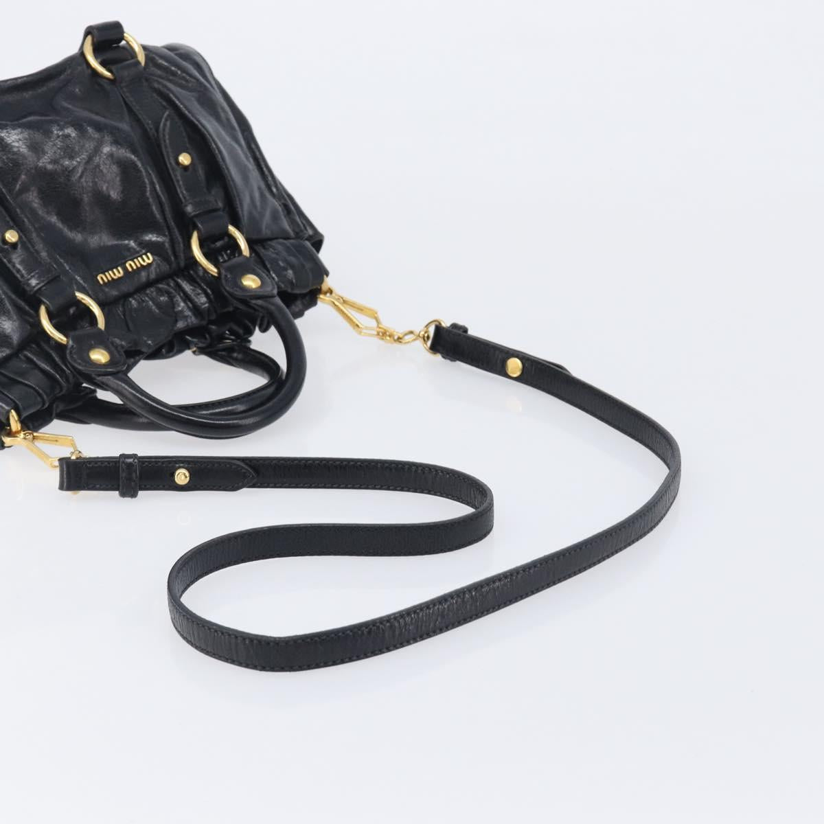 Miu Miu Tote Bag Vitellolux 2way Black Gold Auth 209486M