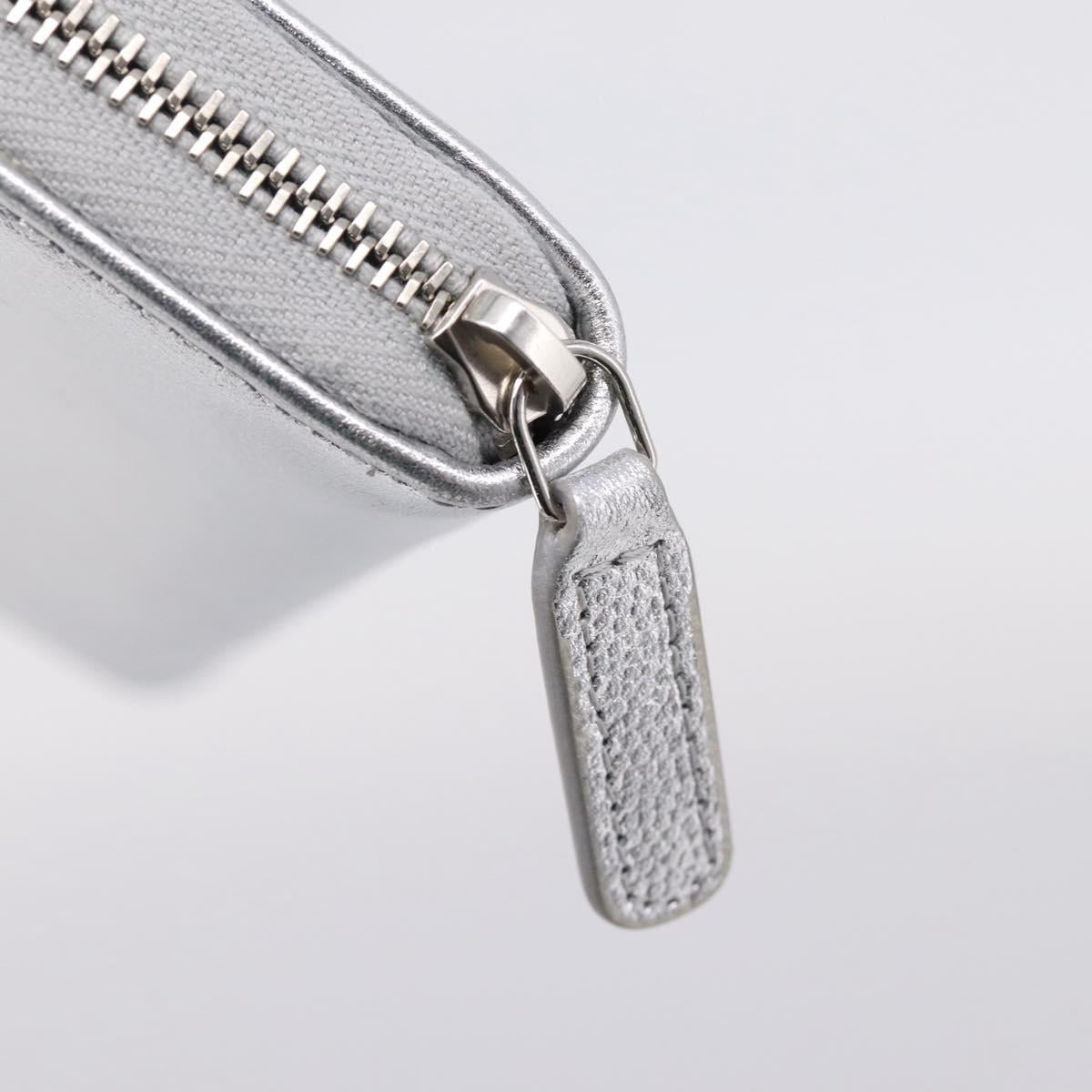 CHANEL Long Wallet Leather Silver CC Auth 209498V