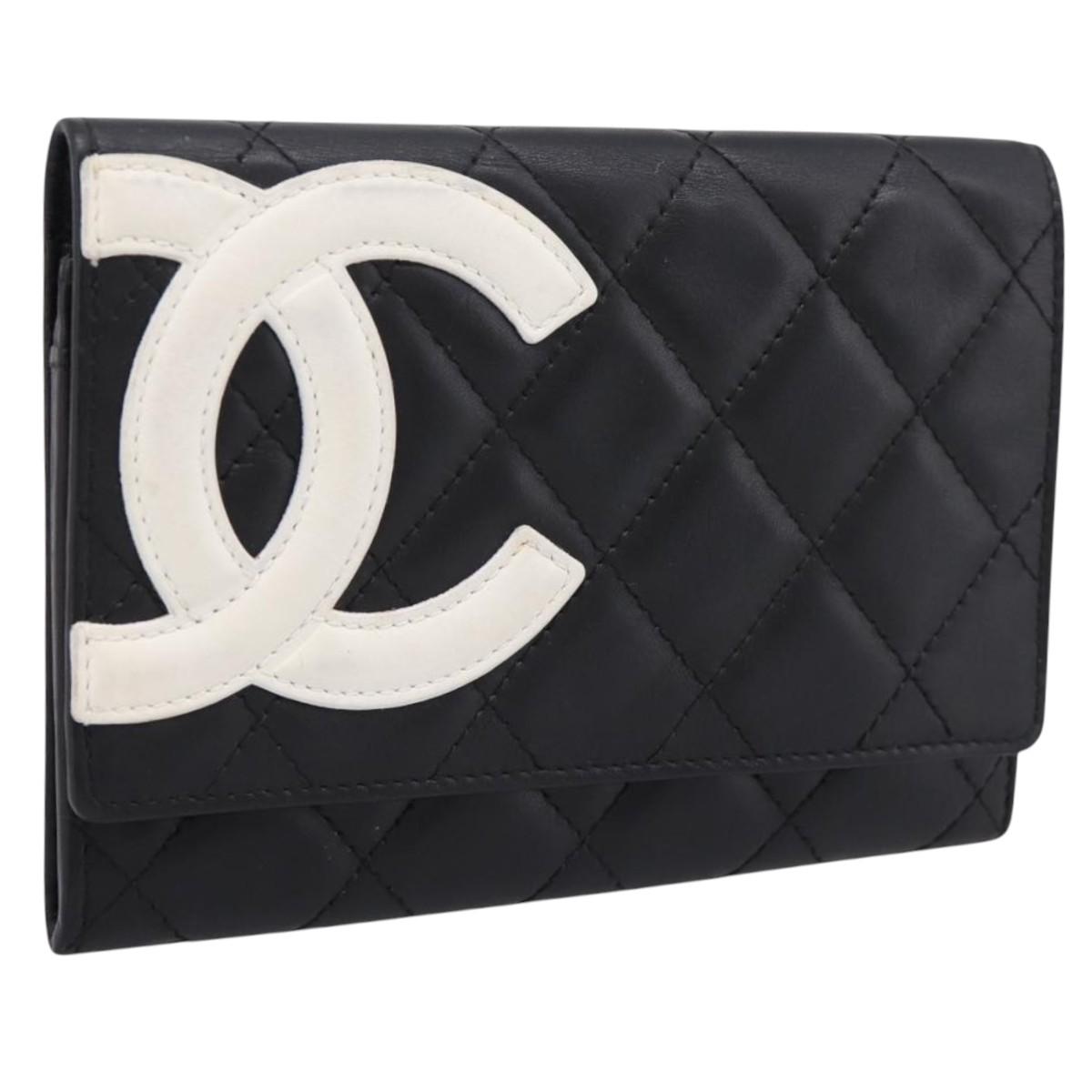 CHANEL Matelasse Wallet Leather Black Gold CC Auth 209500M