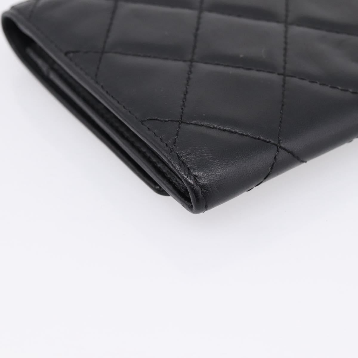 CHANEL Matelasse Wallet Leather Black Gold CC Auth 209500M