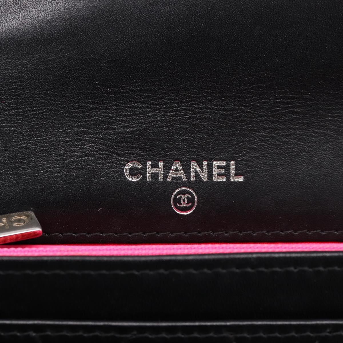 CHANEL Matelasse Wallet Leather Black Gold CC Auth 209500M