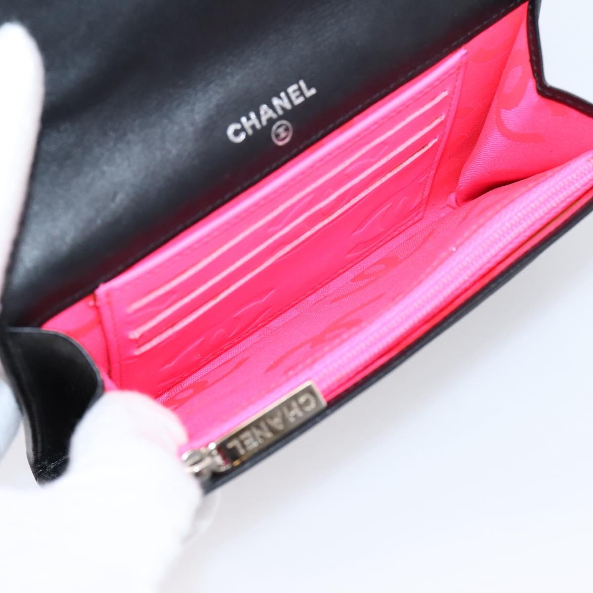 CHANEL Matelasse Wallet Leather Black Gold CC Auth 209500M