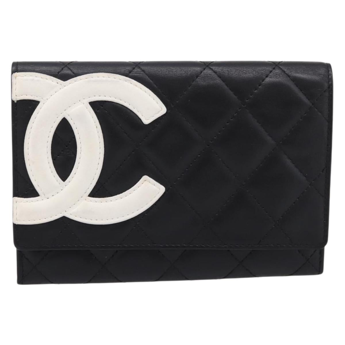 CHANEL Matelasse Wallet Leather Black Gold CC Auth 209500M