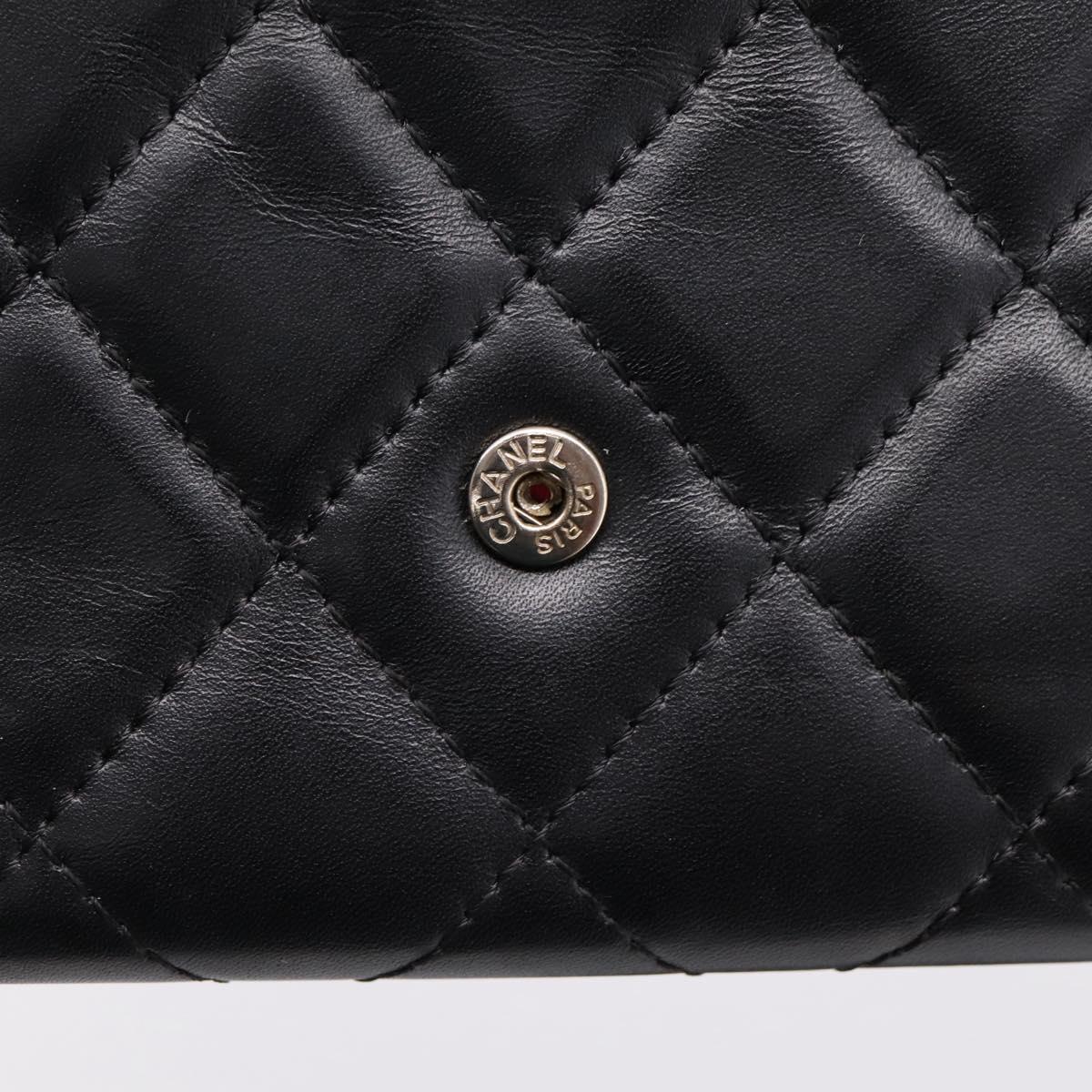 CHANEL Matelasse Wallet Leather Black Gold CC Auth 209500M