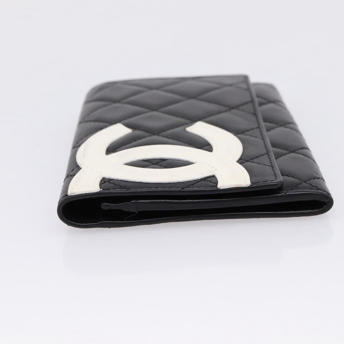 CHANEL Matelasse Wallet Leather Black Gold CC Auth 209500M