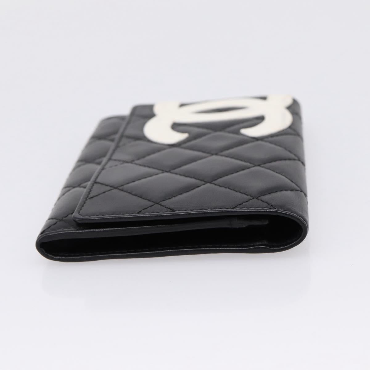 CHANEL Matelasse Wallet Leather Black Gold CC Auth 209500M