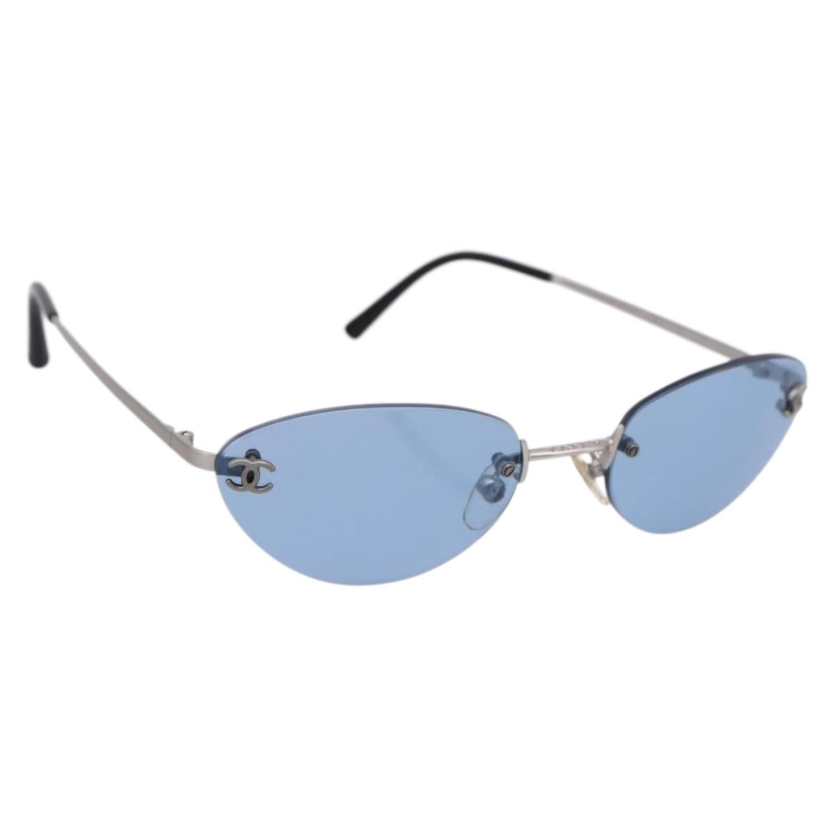 CHANEL Sunglasses metal Silver CC Auth 209501M