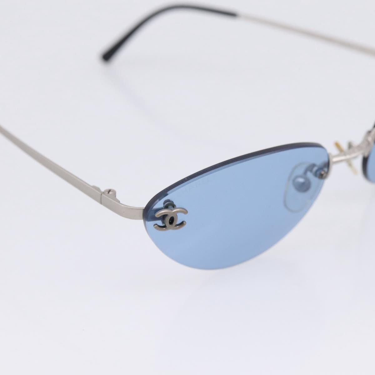 CHANEL Sunglasses metal Silver CC Auth 209501M