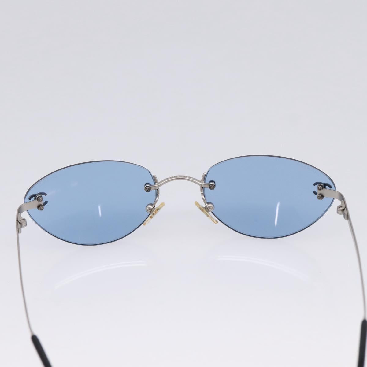 CHANEL Sunglasses metal Silver CC Auth 209501M