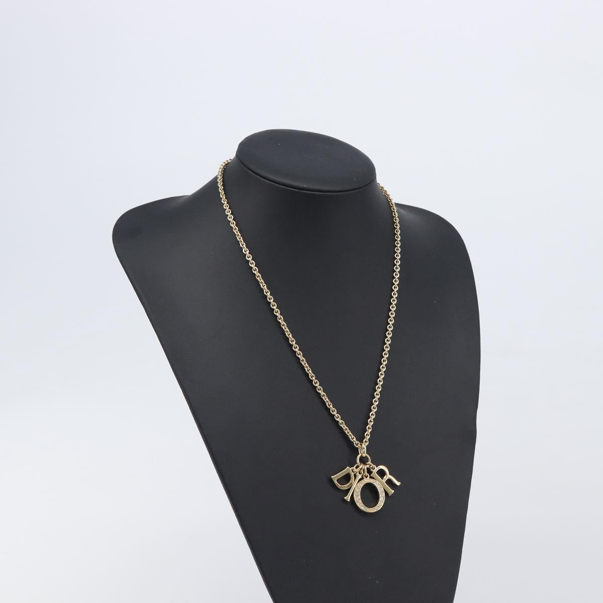 Christian Dior Necklace Metal Gold Tone Auth 209502M