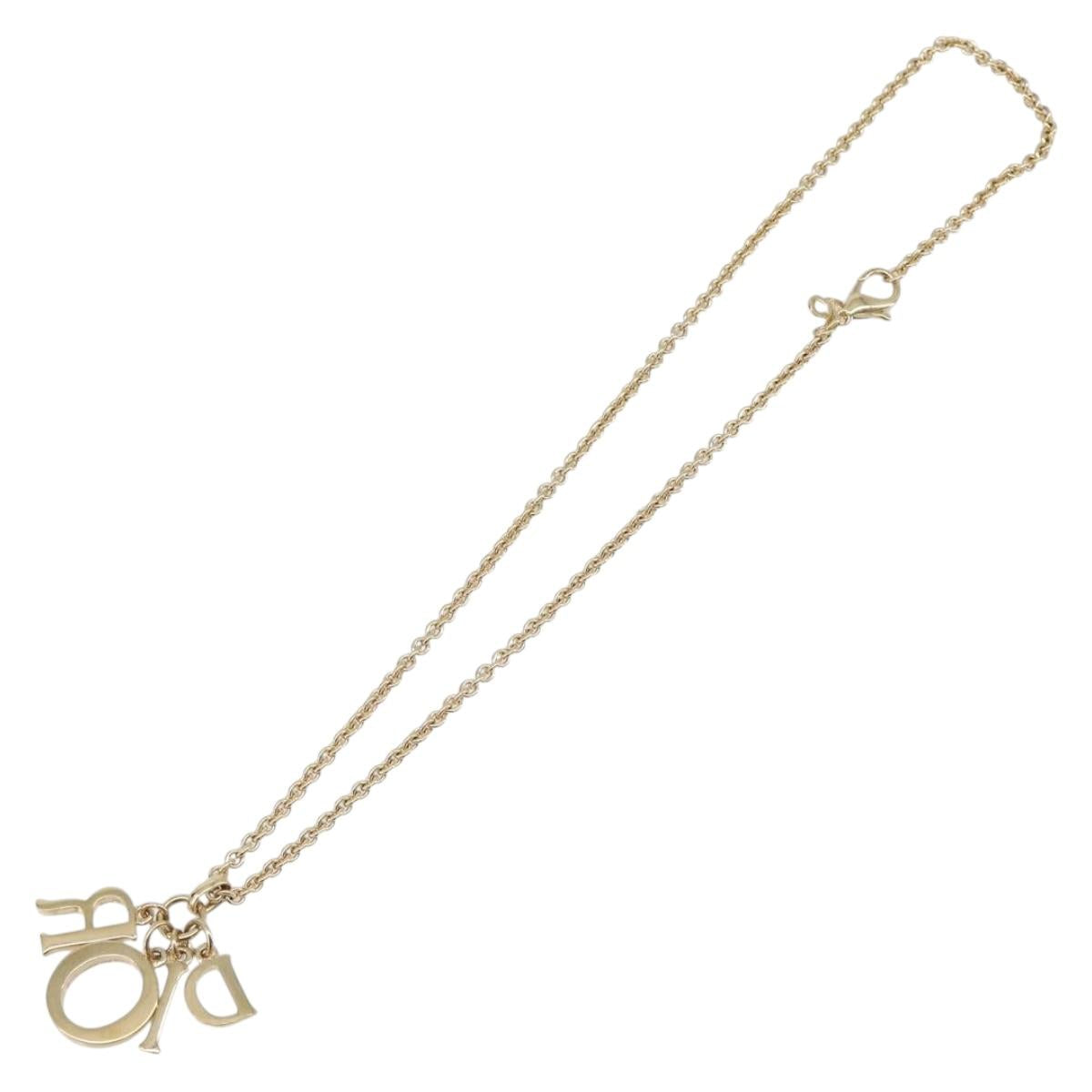 Christian Dior Necklace Metal Gold Tone Auth 209502M