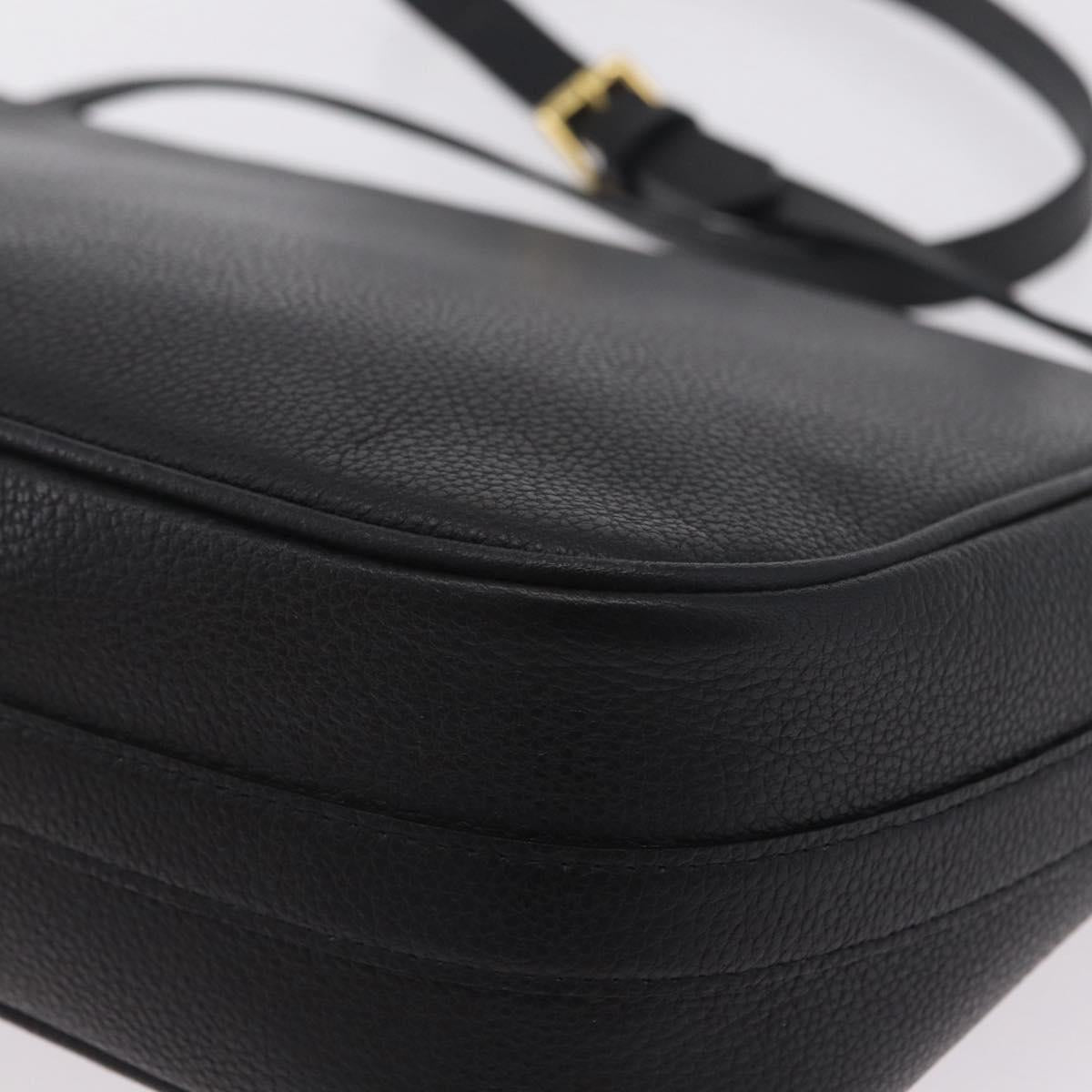 Saint Laurent Chain Shoulder Bag Leather Black Gold Auth 209503V