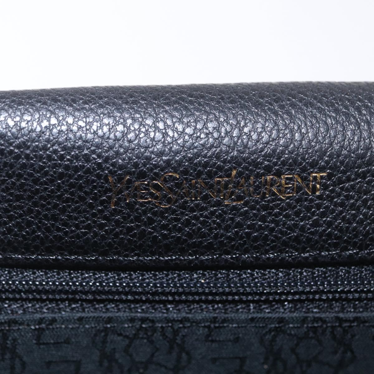 Saint Laurent Chain Shoulder Bag Leather Black Gold Auth 209503V