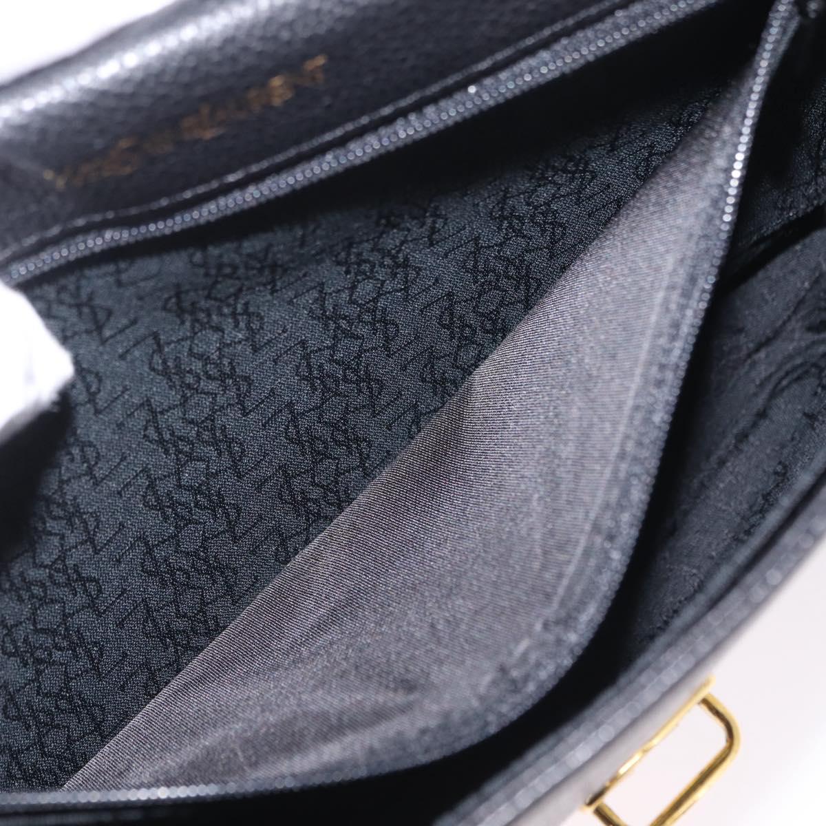 Saint Laurent Chain Shoulder Bag Leather Black Gold Auth 209503V