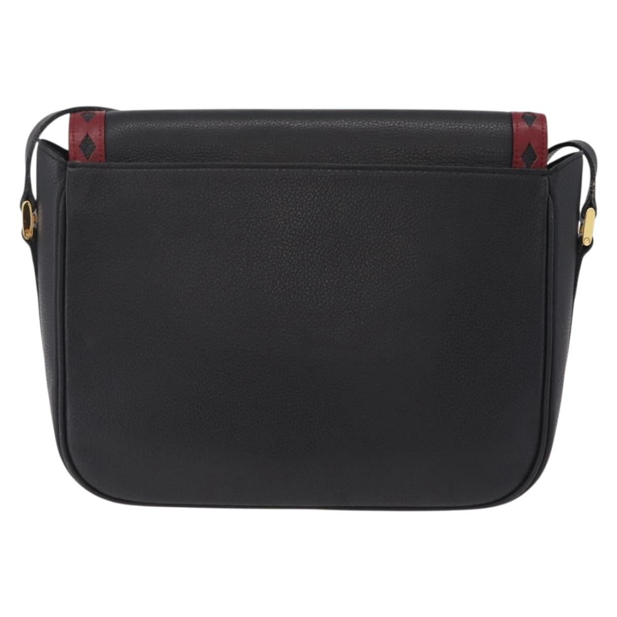 Saint Laurent Chain Shoulder Bag Leather Black Gold Auth 209503V