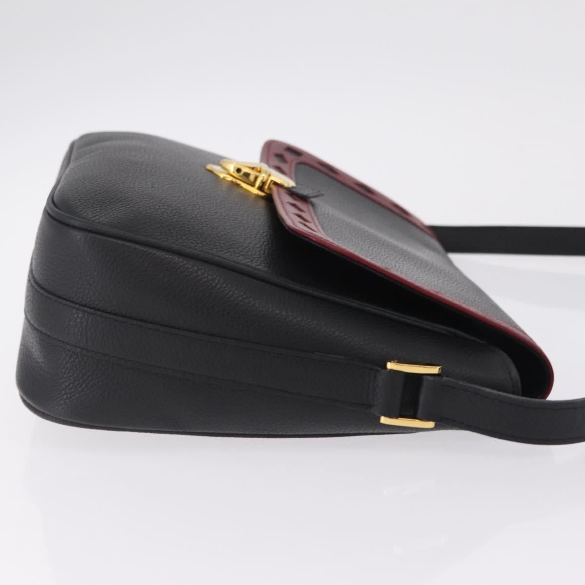 Saint Laurent Chain Shoulder Bag Leather Black Gold Auth 209503V