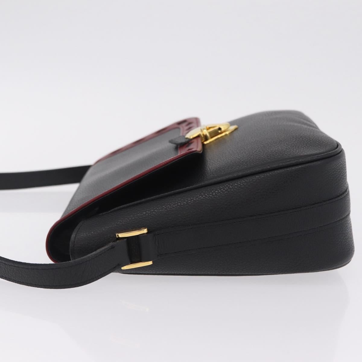 Saint Laurent Chain Shoulder Bag Leather Black Gold Auth 209503V