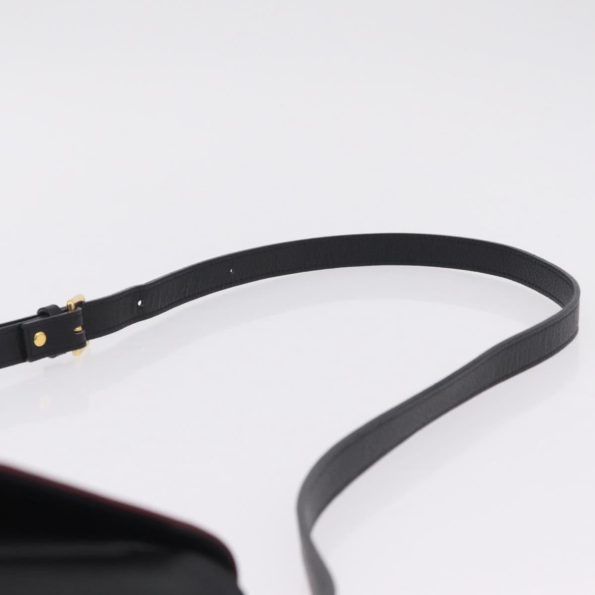 Saint Laurent Chain Shoulder Bag Leather Black Gold Auth 209503V