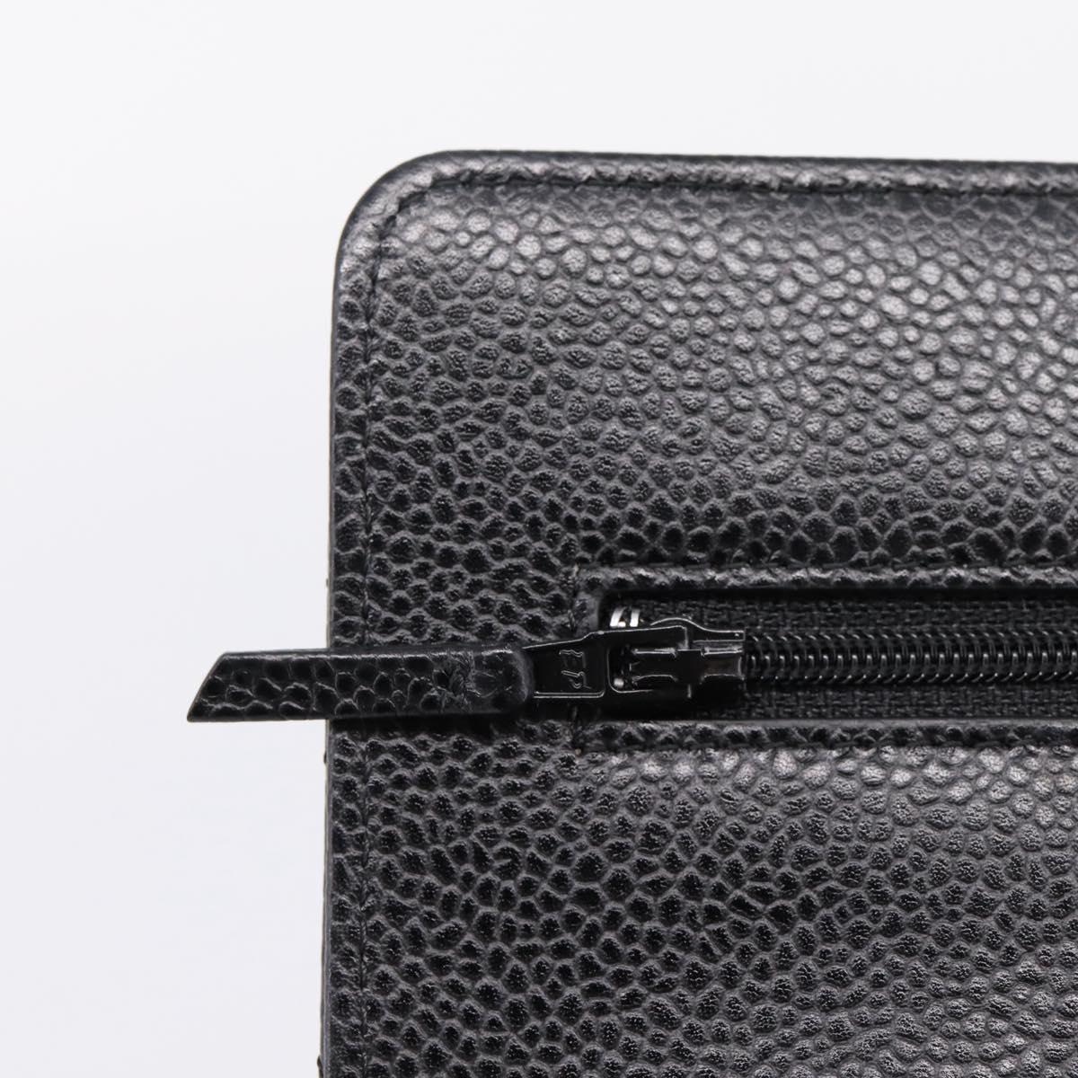 CHANEL Matelasse ChainShoulder Pouch Caviar Skin Black Gold CC Auth 209506SAM