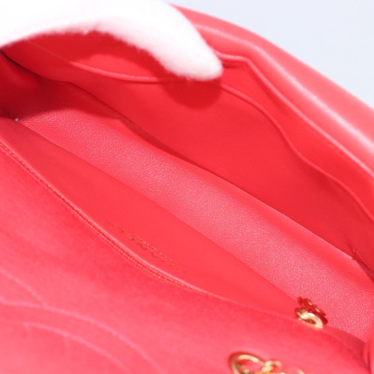 CHANEL Matelasse Chain Shoulder Bag Cotton Jersey Red Gold CC Auth 209509SAM