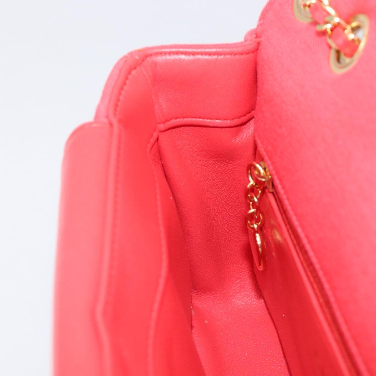 CHANEL Matelasse Chain Shoulder Bag Cotton Jersey Red Gold CC Auth 209509SAM