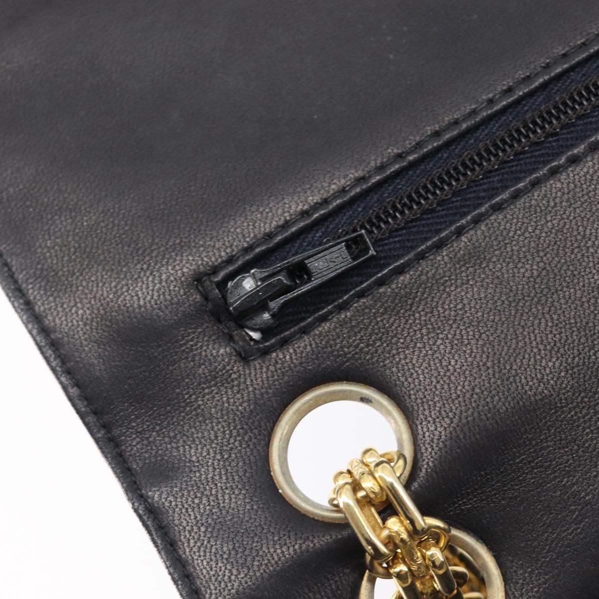 CHANEL Matelasse Chain Shoulder Bag Lamb Skin Black Gold CC Auth 209510V