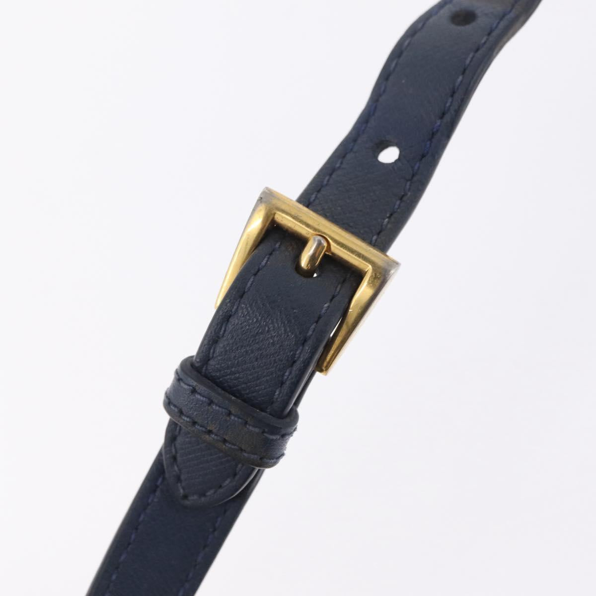 PRADA Shoulder Bag Nylon Blue Gold Auth 209511