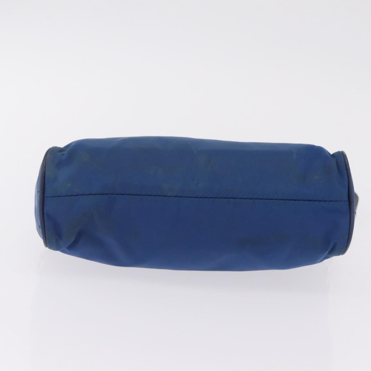 PRADA Shoulder Bag Nylon Blue Gold Auth 209511