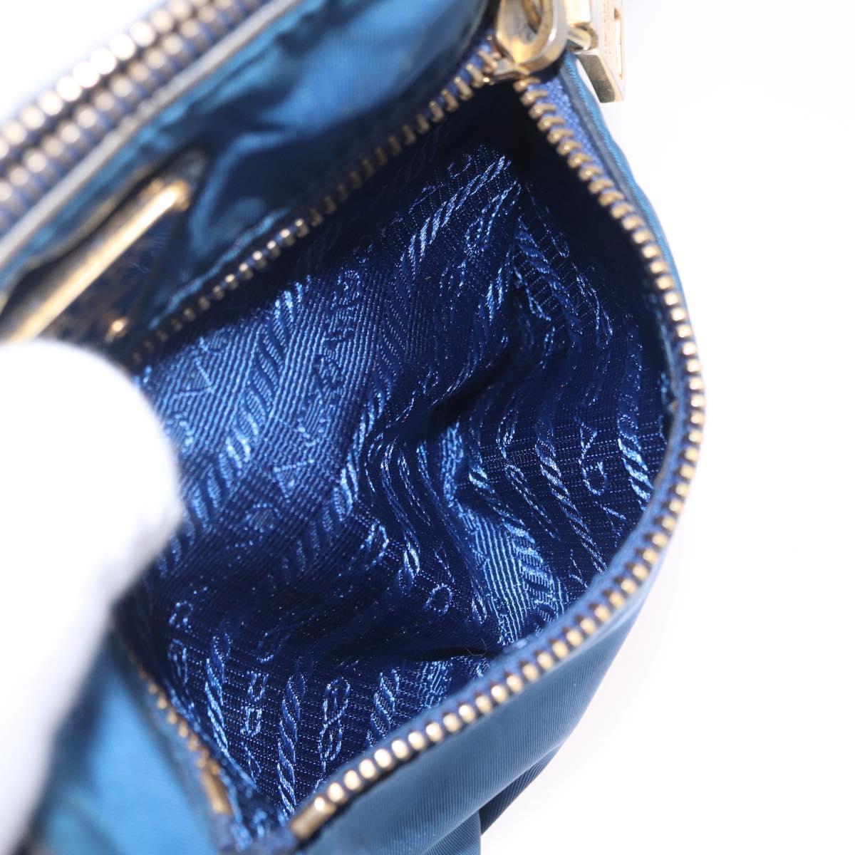 PRADA Shoulder Bag Nylon Blue Gold Auth 209511