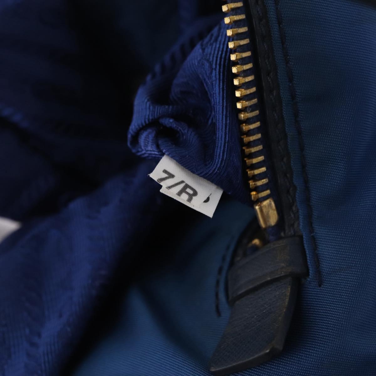 PRADA Shoulder Bag Nylon Blue Gold Auth 209511