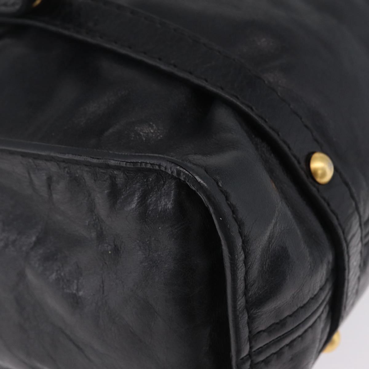 Miu Miu Tote Bag Vitellolux Black Gold Auth 209513V