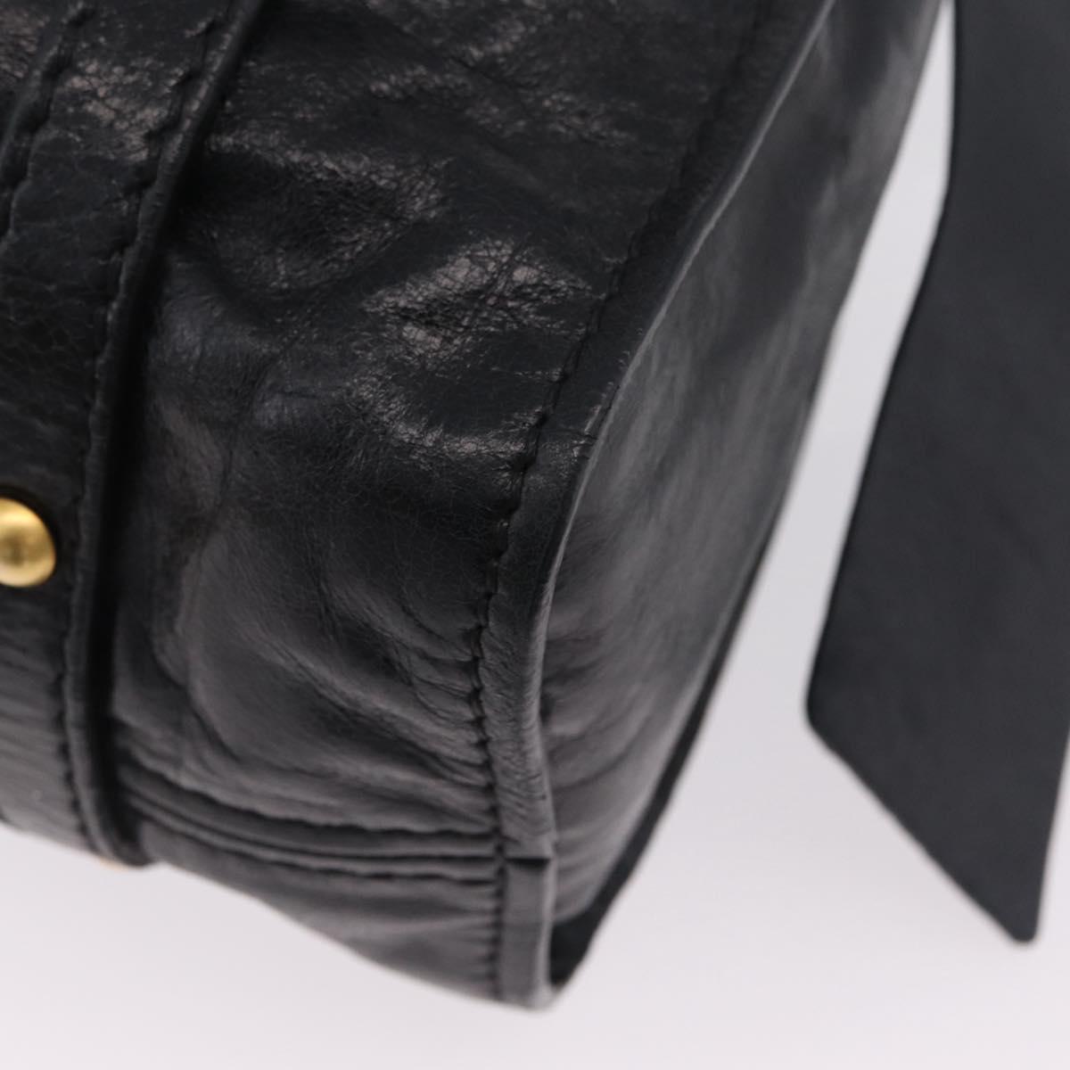 Miu Miu Tote Bag Vitellolux Black Gold Auth 209513V