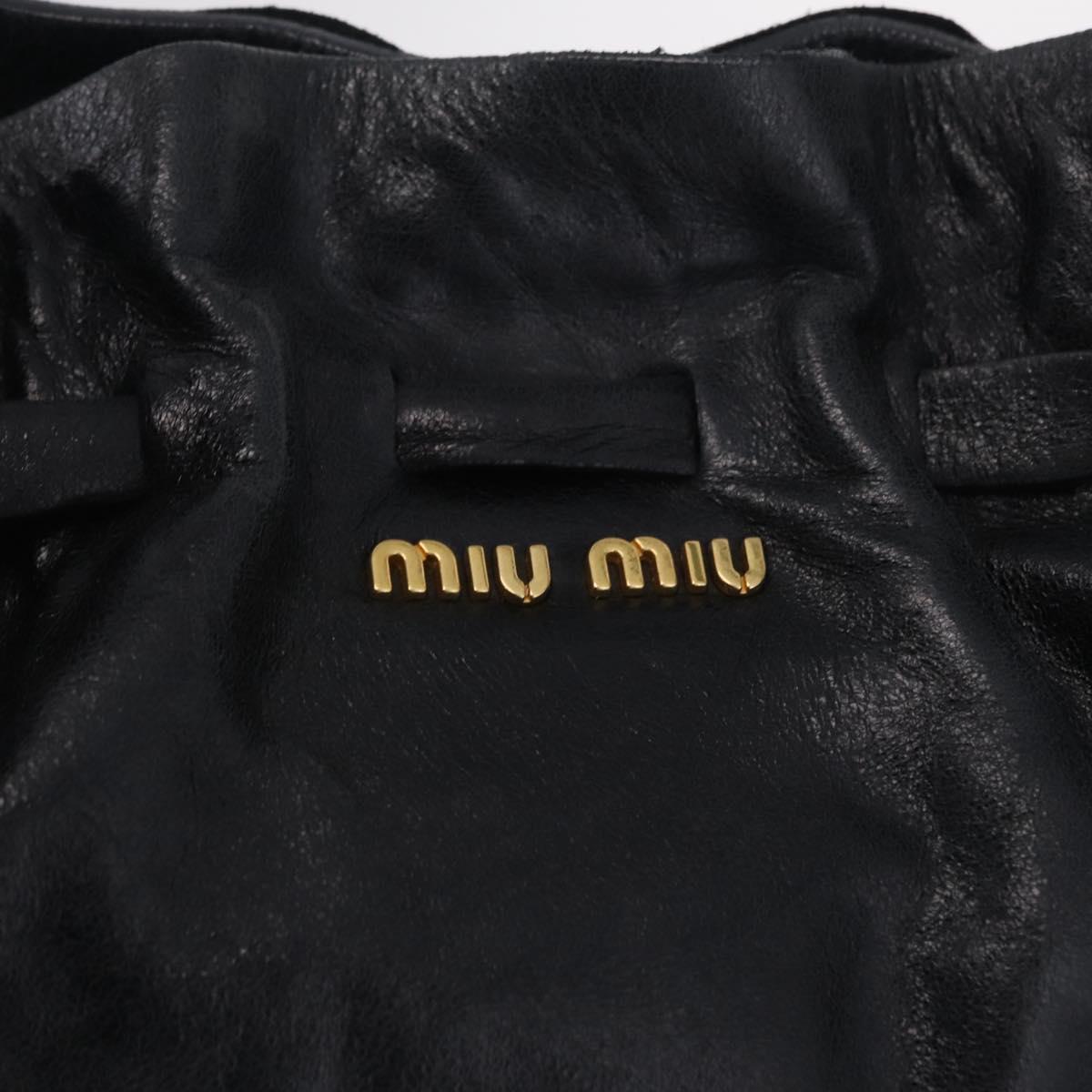 Miu Miu Tote Bag Vitellolux Black Gold Auth 209513V