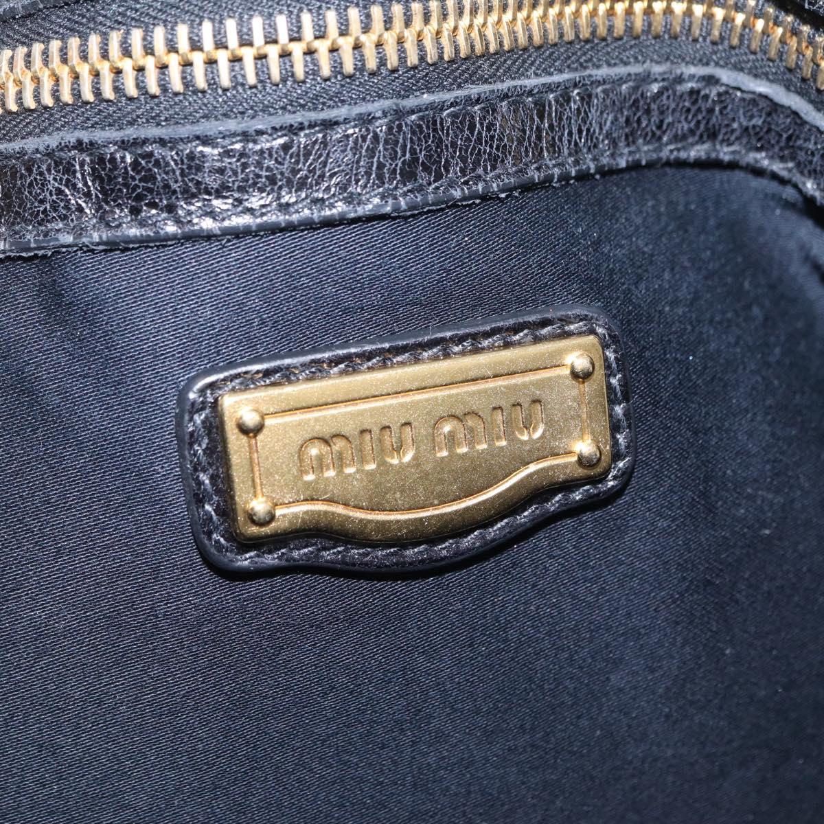 Miu Miu Tote Bag Vitellolux Black Gold Auth 209513V