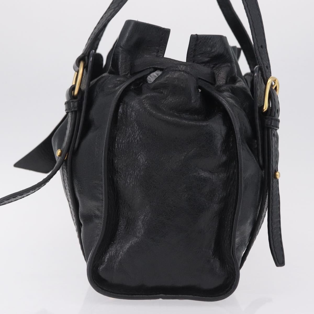 Miu Miu Tote Bag Vitellolux Black Gold Auth 209513V