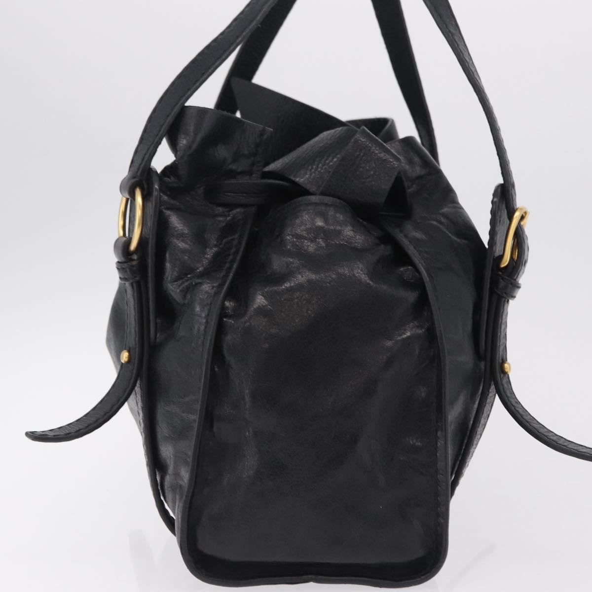 Miu Miu Tote Bag Vitellolux Black Gold Auth 209513V
