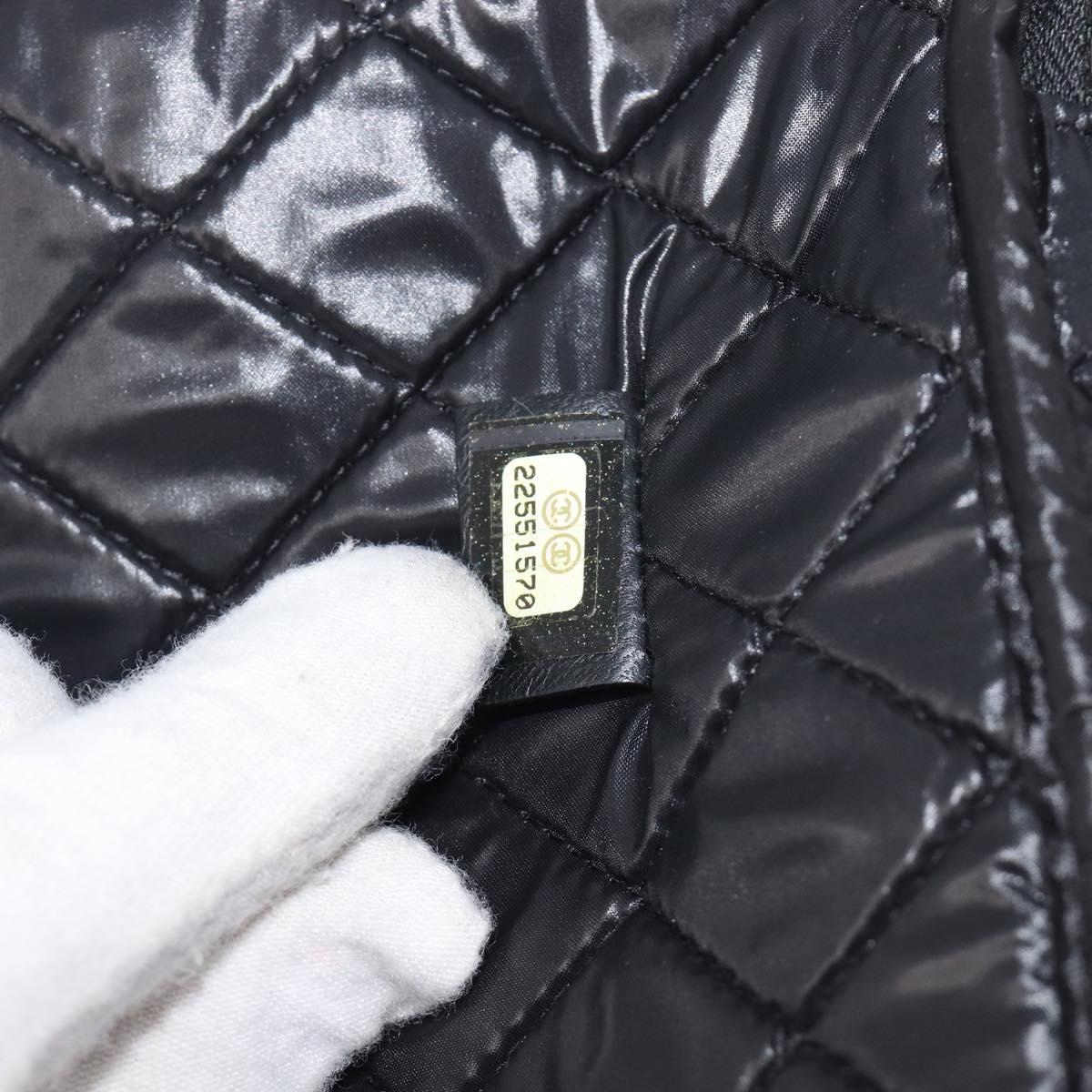 CHANEL Hand Bag PVC Canvas Black Silver CC Auth 209515V