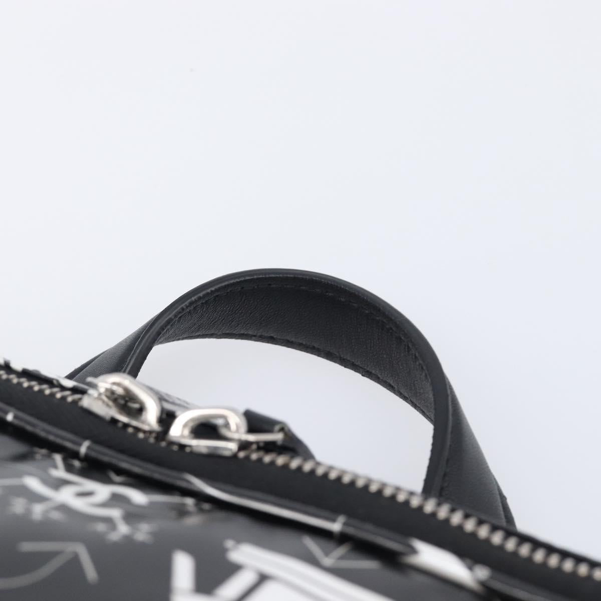 CHANEL Hand Bag PVC Canvas Black Silver CC Auth 209515V