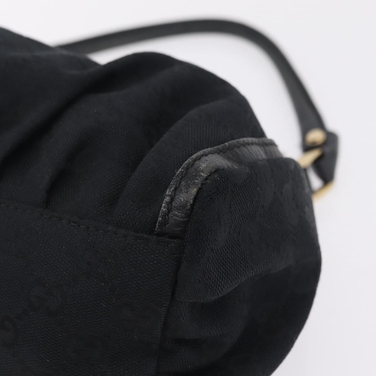 GUCCI GG Canvas Abbey Shoulder Bag Black Gold 190525 Auth 209519
