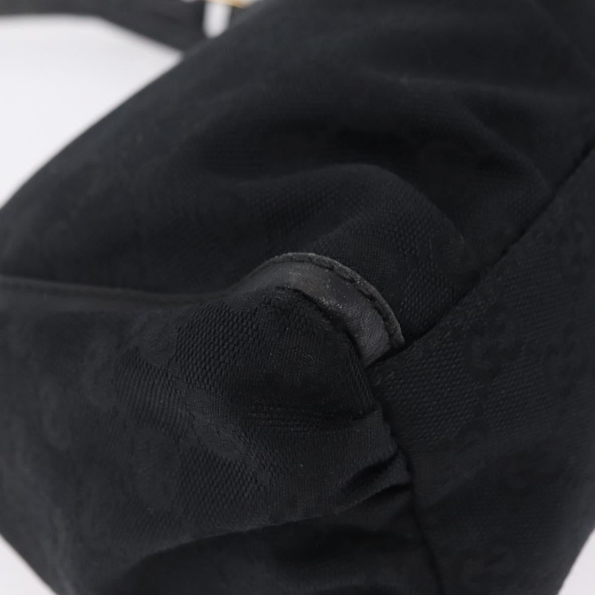 GUCCI GG Canvas Abbey Shoulder Bag Black Gold 190525 Auth 209519
