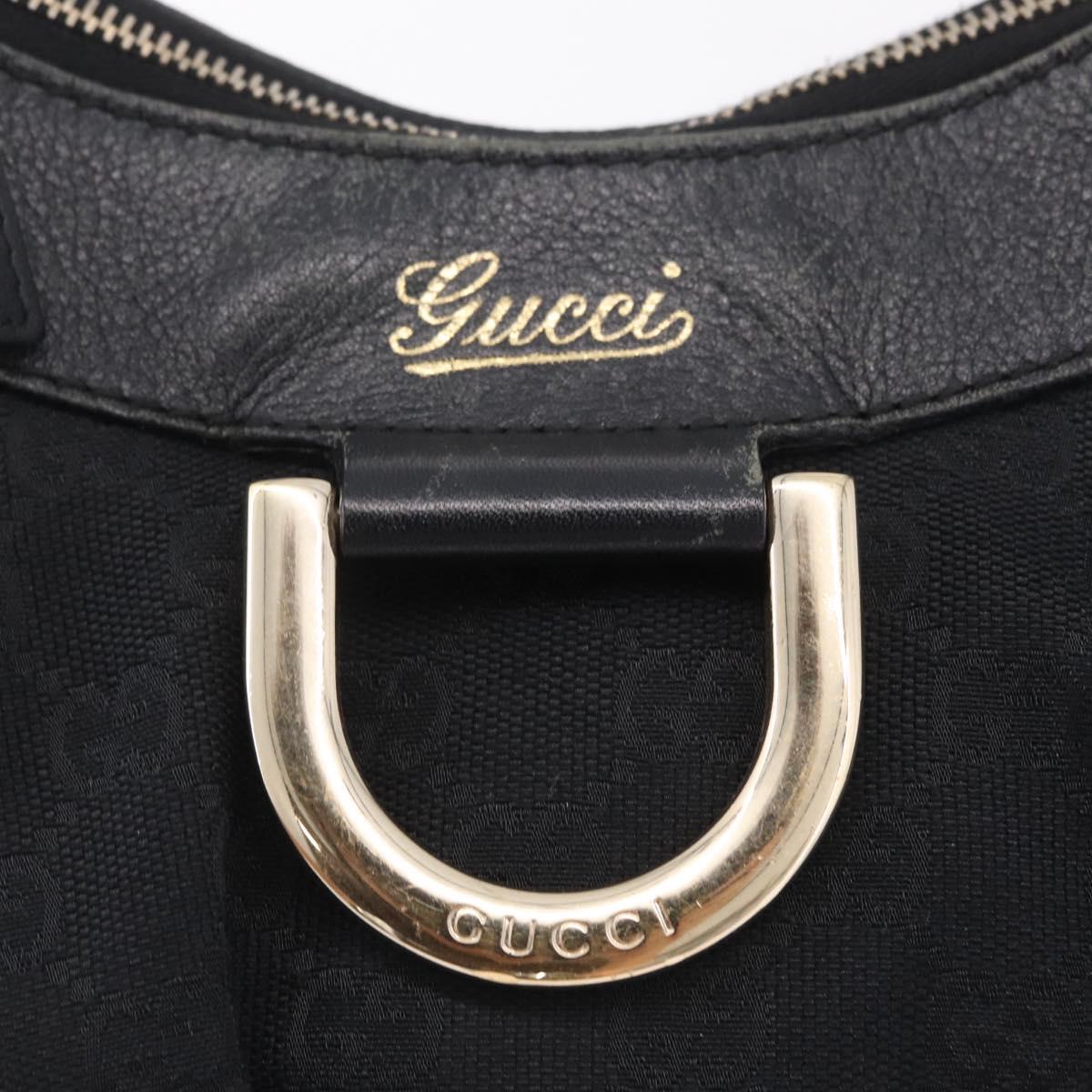GUCCI GG Canvas Abbey Shoulder Bag Black Gold 190525 Auth 209519