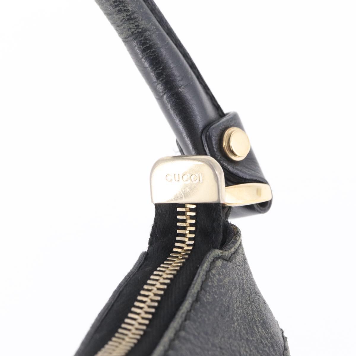 GUCCI GG Canvas Abbey Shoulder Bag Black Gold 190525 Auth 209519