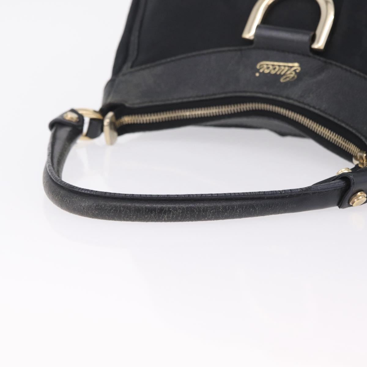 GUCCI GG Canvas Abbey Shoulder Bag Black Gold 190525 Auth 209519