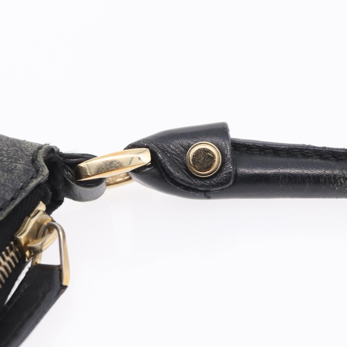 GUCCI GG Canvas Abbey Shoulder Bag Black Gold 190525 Auth 209519